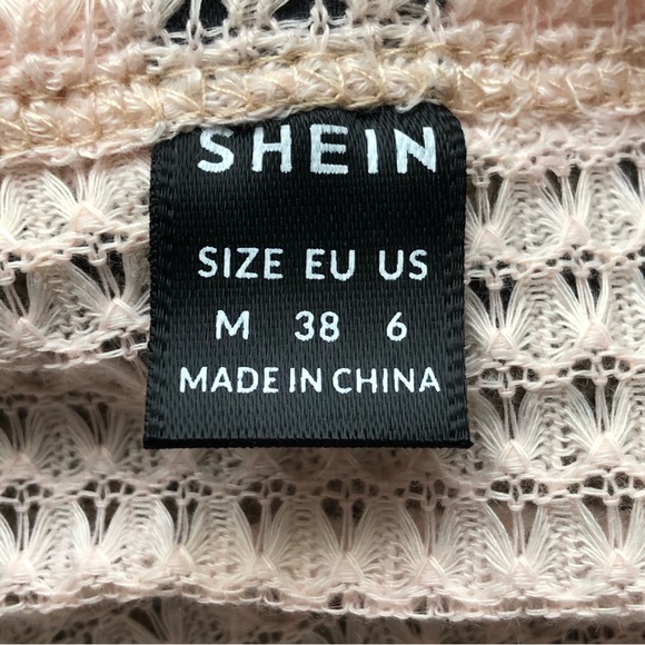 SHEIN Peach Waffle Weave S/S Top Medium 6 EUC! - Picture 2 of 6
